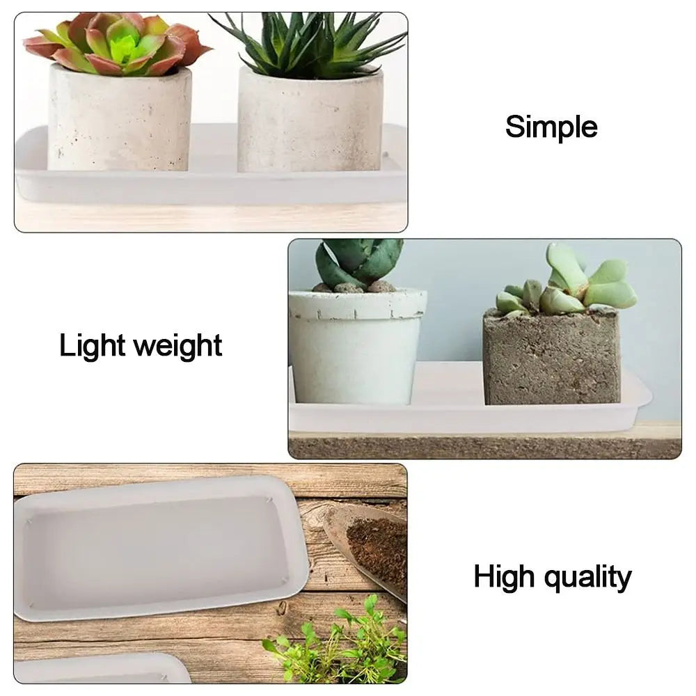 Heavy-Duty Rectangular Plant Saucer Drip Tray for Indoor & Outdoor Pots — BPA-Free, Brown/White/Black, 4 Size Options