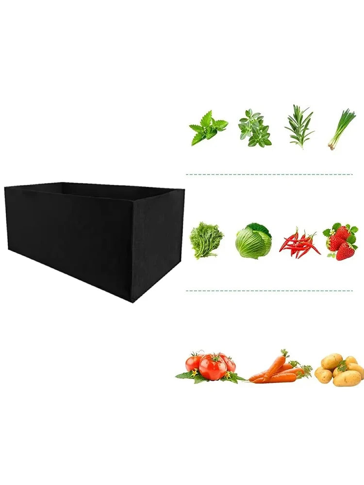 Square Non-Woven Felt Grow Bag Planter for Vegetables, Flowers & Container Gardening — 50×30×20cm, 60×30×20cm, 100×60×20cm