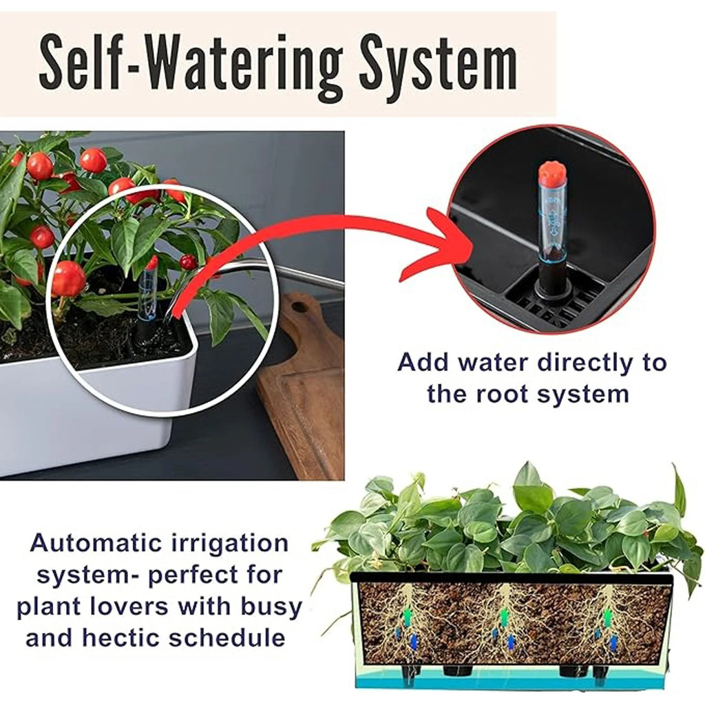 Long Balcony Window Box Planter for Herbs, Vegetables & Small-Space Gardens — Drainage Planting Box