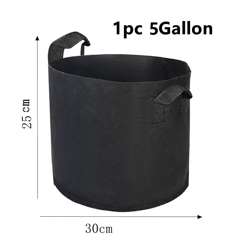 Felt Fabric Grow Bags for Vegetables, Tomatoes, Potatoes & Herbs — 1 to 30 Gallon Sizes — 1pc or 5pc Set