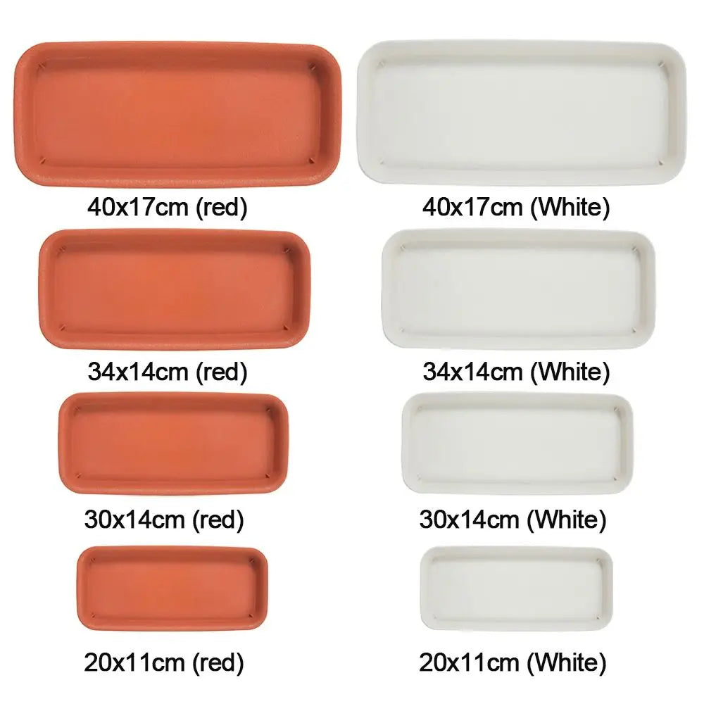 Heavy-Duty Rectangular Plant Saucer Drip Tray for Indoor & Outdoor Pots — BPA-Free, Brown/White/Black, 4 Size Options