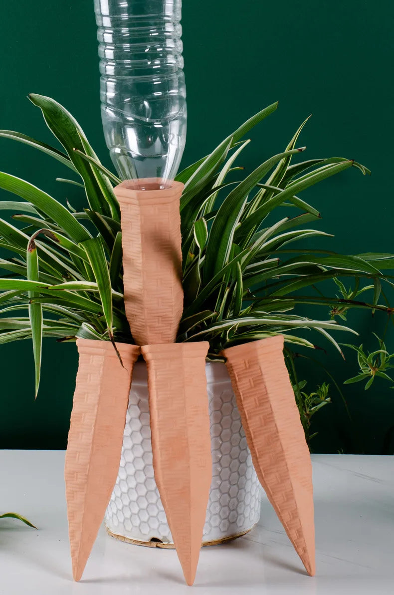 Terracotta Plant Watering Spikes for Indoor & Outdoor Plants — Vacation Watering & Slow Soil Hydration — 1, 4, 8 & 12 Piece