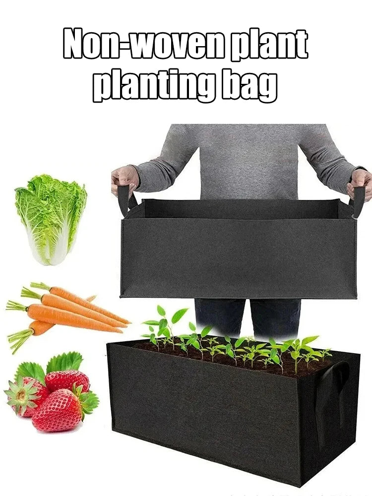 Square Non-Woven Felt Grow Bag Planter for Vegetables, Flowers & Container Gardening — 50×30×20cm, 60×30×20cm, 100×60×20cm