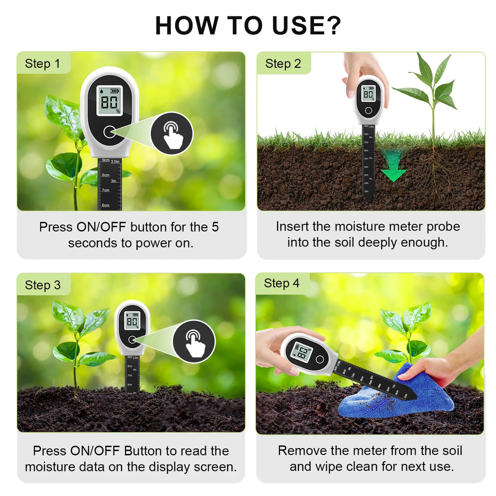 Digital Soil Moisture Meter with Backlit Display for Houseplants, Gardens, Lawns & Container Plants — High Accuracy 0–99%