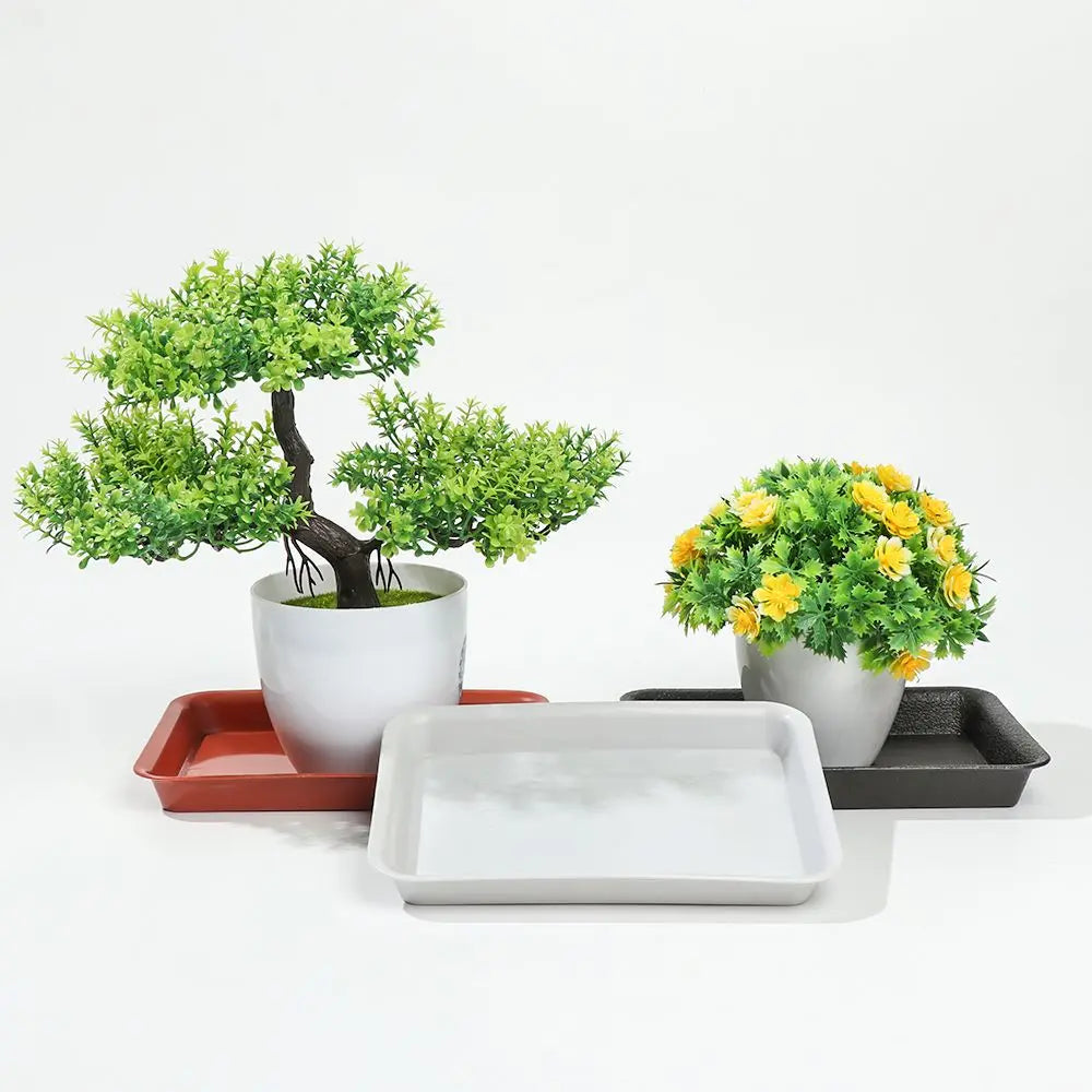Rectangular Plastic Plant Saucer Drip Tray for Indoor & Outdoor Planters — BPA-Free, 6 Size Options from 18×13.5cm to 35×25cm