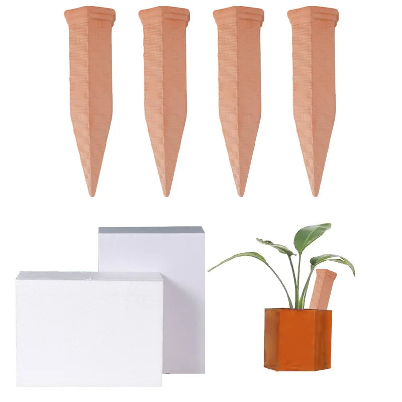 Terracotta Plant Watering Spikes for Indoor & Outdoor Plants — Vacation Watering & Slow Soil Hydration — 1, 4, 8 & 12 Piece