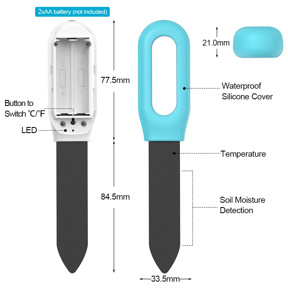 Smart Soil Moisture, Temperature & Humidity Sensor for Indoor Plants & Gardens — Bluetooth & Zigbee, Tuya & Home Assistant Compatible