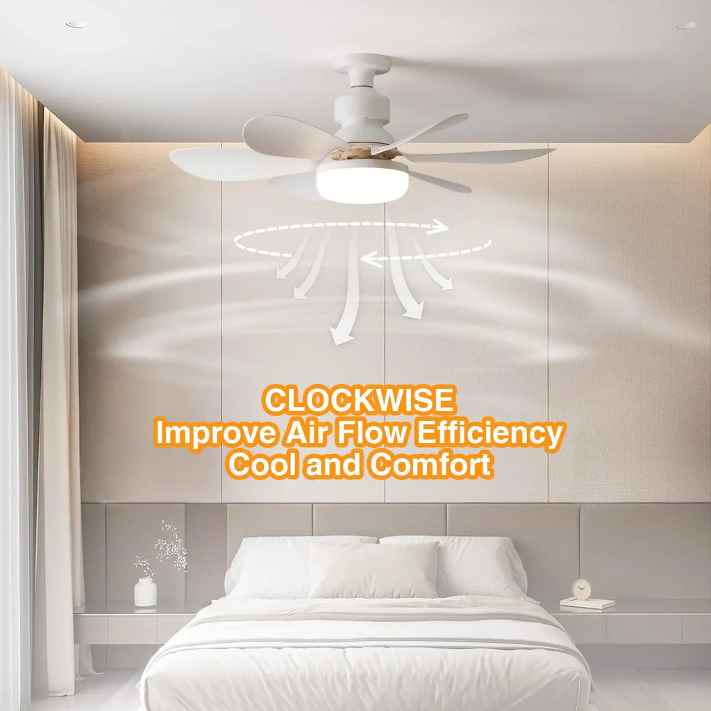 52cm E27 LED Ceiling Fan Light for Indoor Grow Spaces — Remote Dimming, 40W, 6-Blade Airflow, White & Multicolor Options