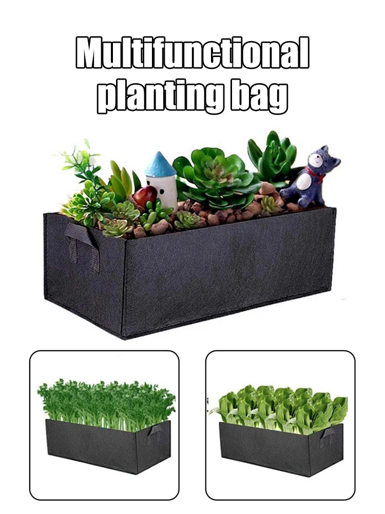 Square Non-Woven Felt Grow Bag Planter for Vegetables, Flowers & Container Gardening — 50×30×20cm, 60×30×20cm, 100×60×20cm