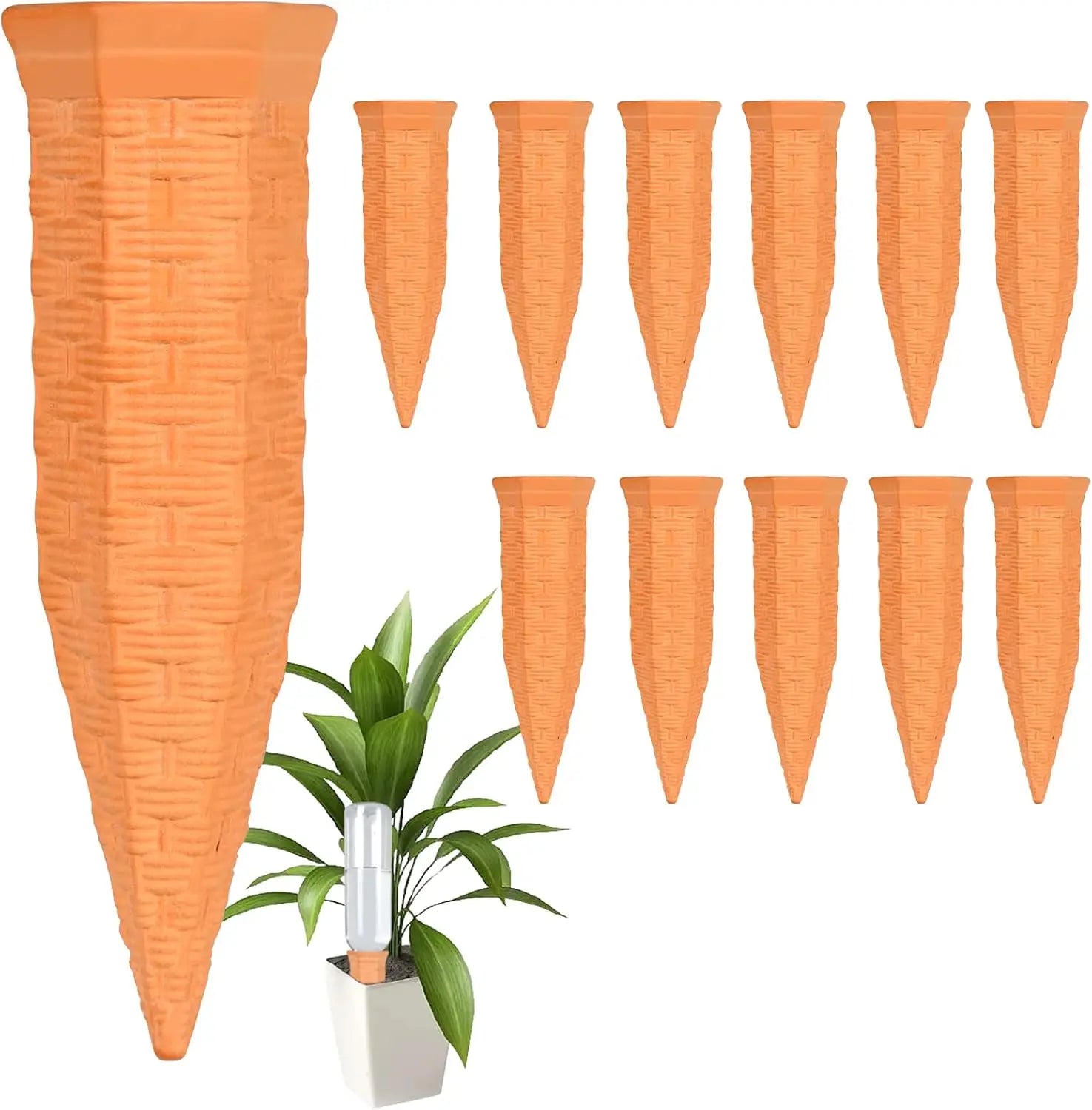 Terracotta Plant Watering Spikes for Indoor & Outdoor Plants — Vacation Watering & Slow Soil Hydration — 1, 4, 8 & 12 Piece