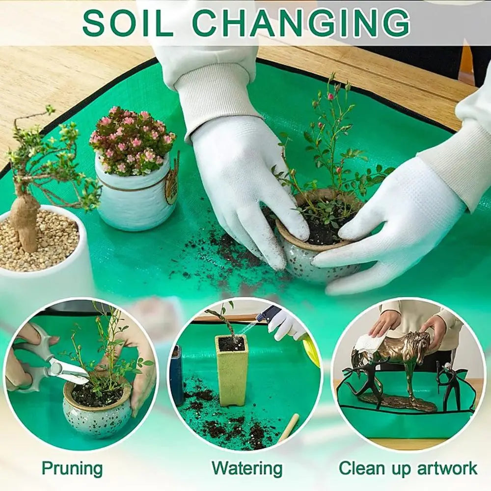Waterproof Foldable Plant Repotting Mat for Succulents, Houseplants & Soil Cleanup — 50×50cm to 100×100cm Options