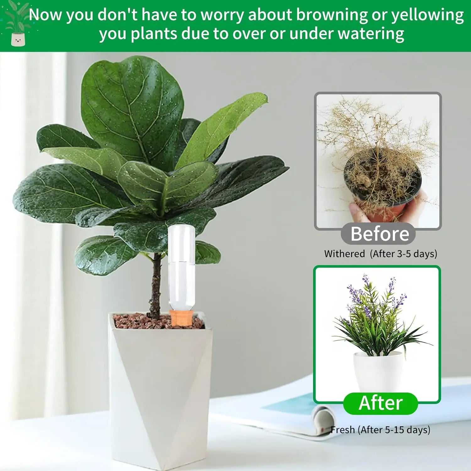 Terracotta Plant Watering Spikes for Indoor & Outdoor Plants — Vacation Watering & Slow Soil Hydration — 1, 4, 8 & 12 Piece