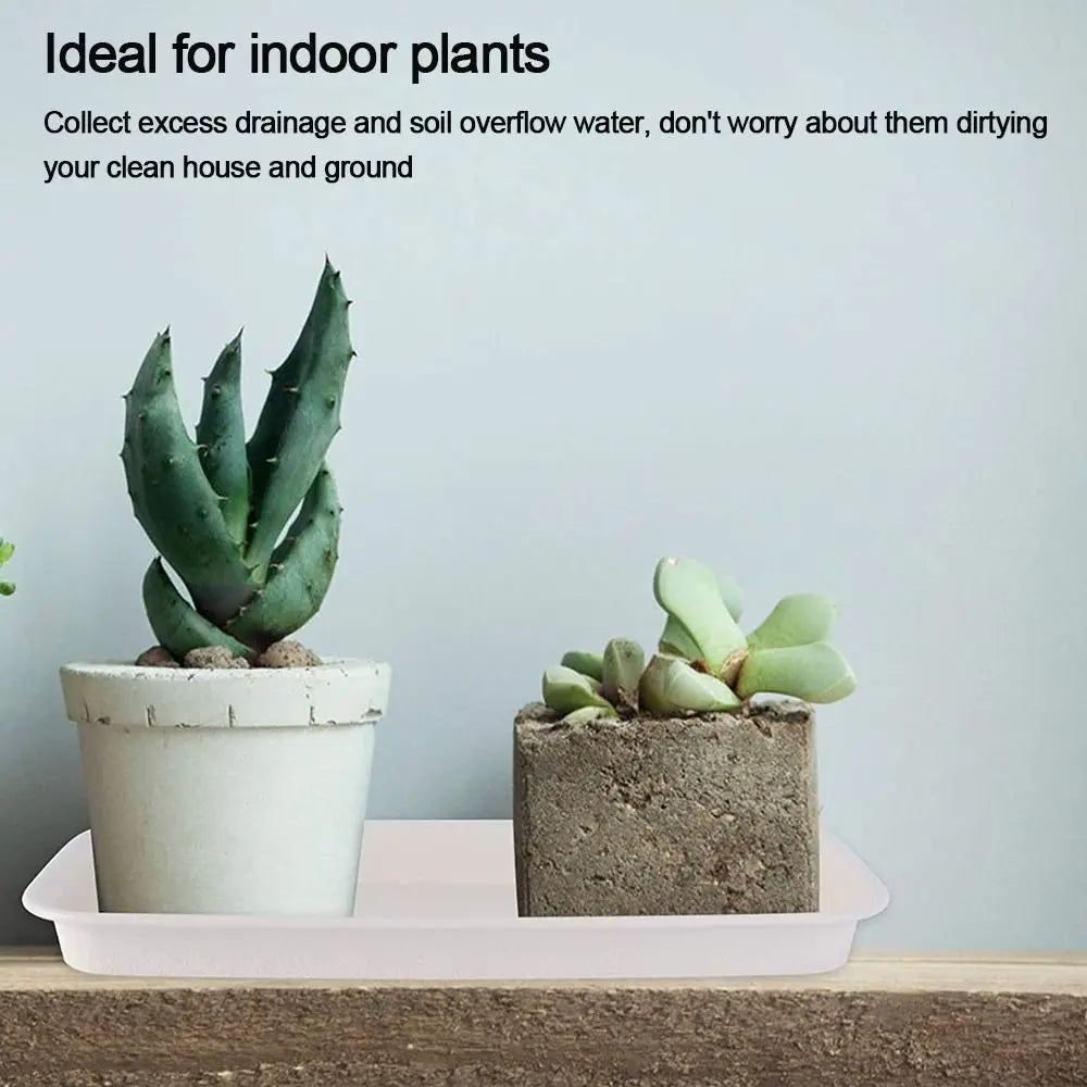 Heavy-Duty Rectangular Plant Saucer Drip Tray for Indoor & Outdoor Pots — BPA-Free, Brown/White/Black, 4 Size Options