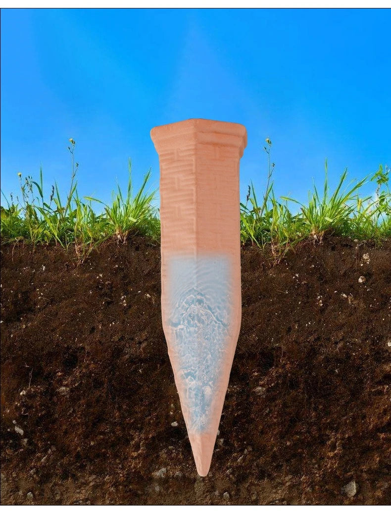 Terracotta Plant Watering Spikes for Indoor & Outdoor Plants — Vacation Watering & Slow Soil Hydration — 1, 4, 8 & 12 Piece