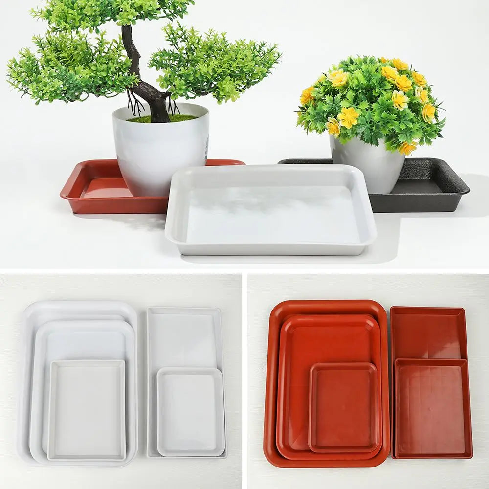 Rectangular Plastic Plant Saucer Drip Tray for Indoor & Outdoor Planters — BPA-Free, 6 Size Options from 18×13.5cm to 35×25cm