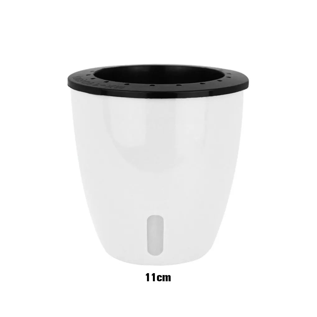 White Indoor Plant Pot with Drainage System for Herbs, Houseplants & Small Plants — 11×11cm, 13×13cm, 18×19cm