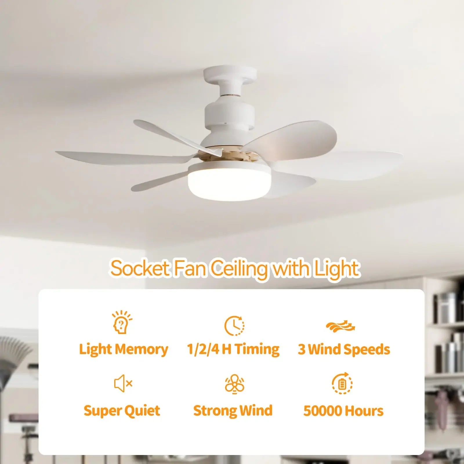 52cm E27 LED Ceiling Fan Light for Indoor Grow Spaces — Remote Dimming, 40W, 6-Blade Airflow, White & Multicolor Options