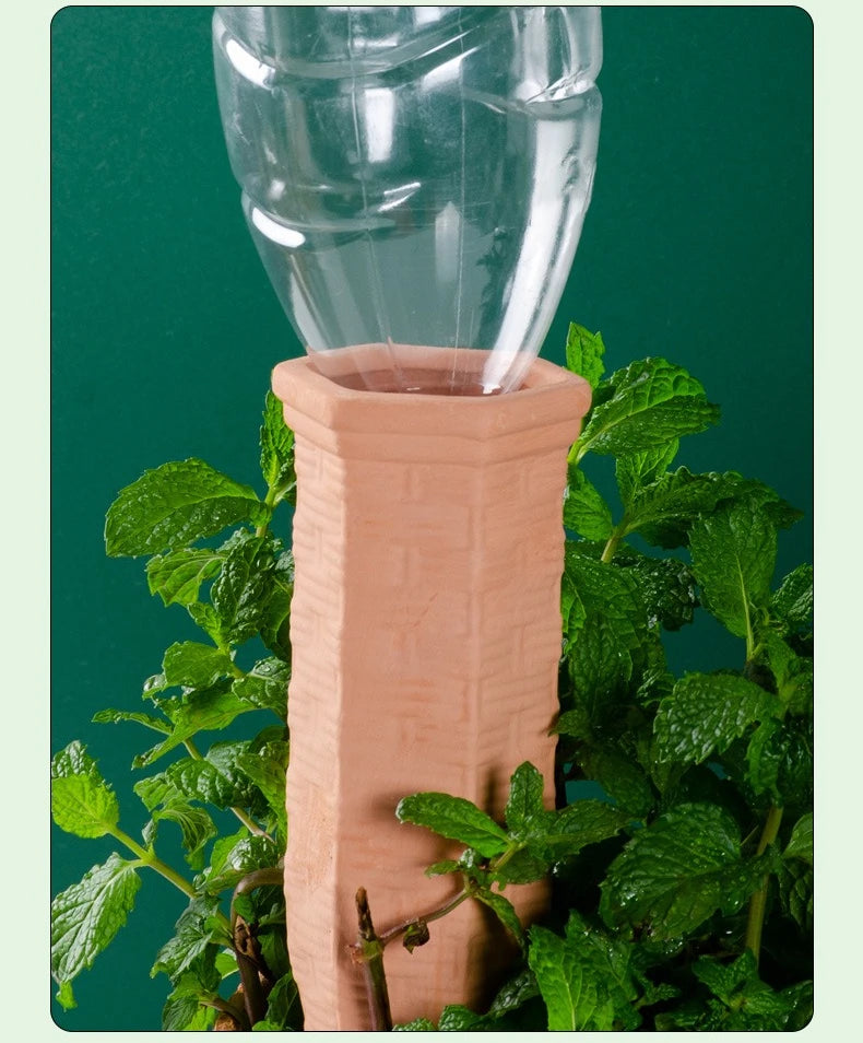 Terracotta Plant Watering Spikes for Indoor & Outdoor Plants — Vacation Watering & Slow Soil Hydration — 1, 4, 8 & 12 Piece