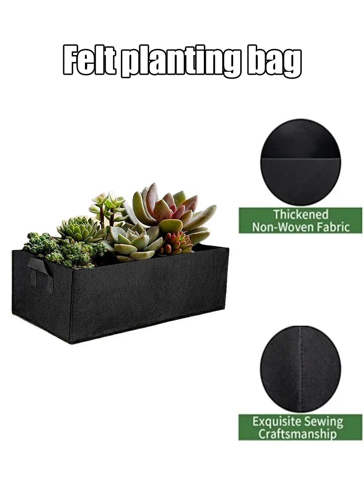 Square Non-Woven Felt Grow Bag Planter for Vegetables, Flowers & Container Gardening — 50×30×20cm, 60×30×20cm, 100×60×20cm