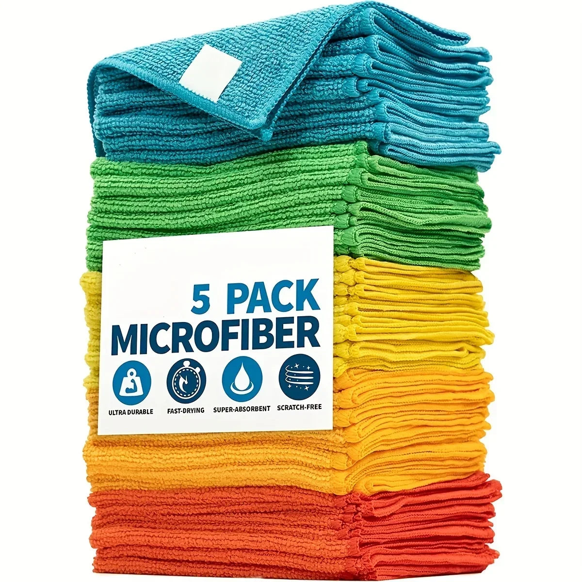5/10/20/50pcs Microfiber Cleaning Cloth, Dishwashing Cloth Household Rag Kitchen Bathroom Cleaning Towel Durable Absorbent Towel