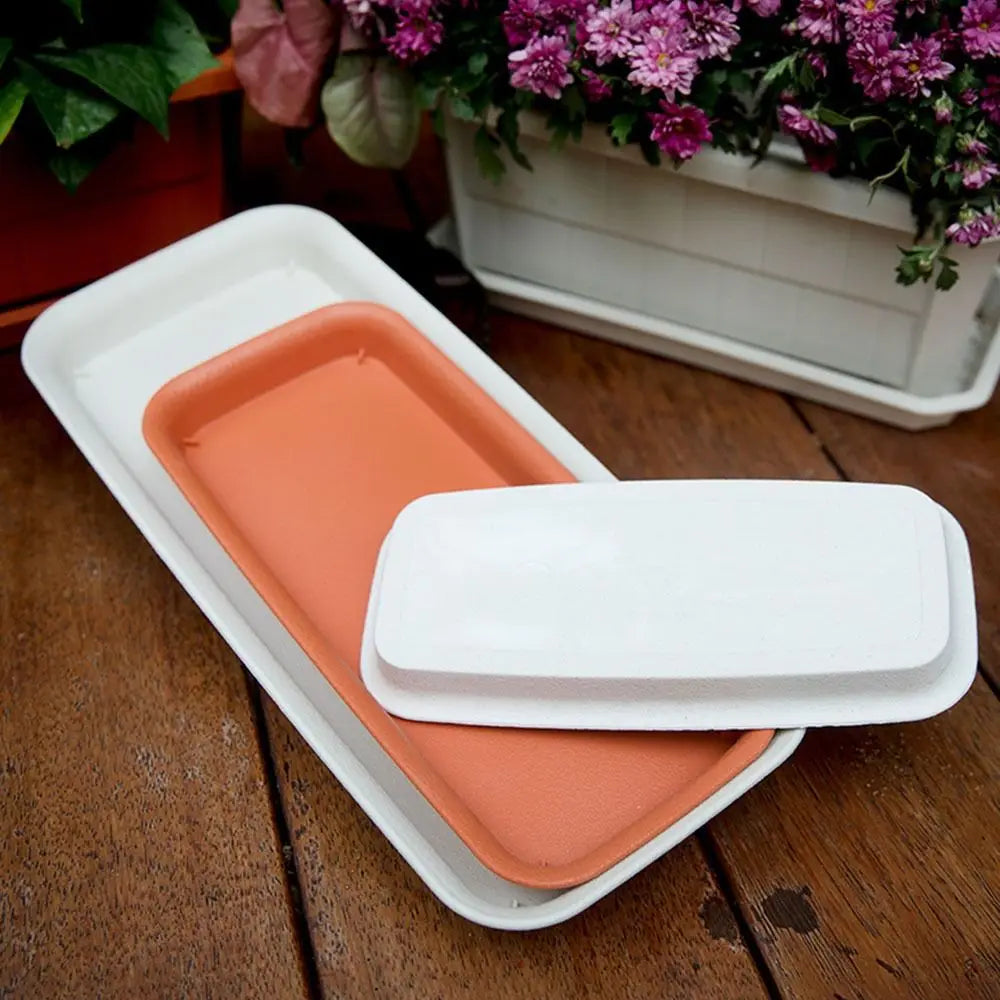 Heavy-Duty Rectangular Plant Saucer Drip Tray for Indoor & Outdoor Pots — BPA-Free, Brown/White/Black, 4 Size Options