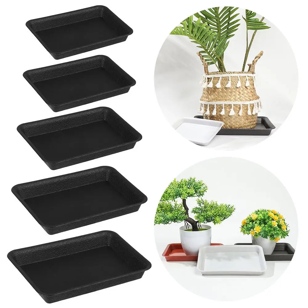 Rectangular Plastic Plant Saucer Drip Tray for Indoor & Outdoor Planters — BPA-Free, 6 Size Options from 18×13.5cm to 35×25cm