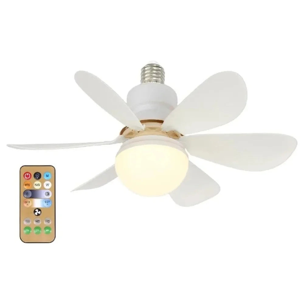 52cm E27 LED Ceiling Fan Light for Indoor Grow Spaces — Remote Dimming, 40W, 6-Blade Airflow, White & Multicolor Options