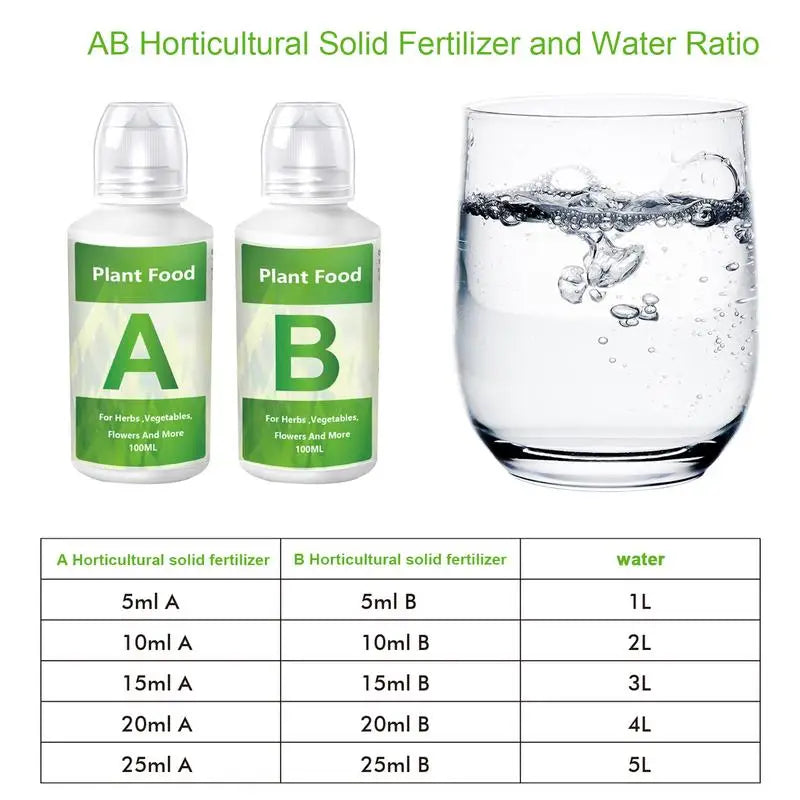 Hydroponic A/B Plant Nutrient Solution Set for Indoor Gardens, Vegetables, Flowers & Hydroponic Growing