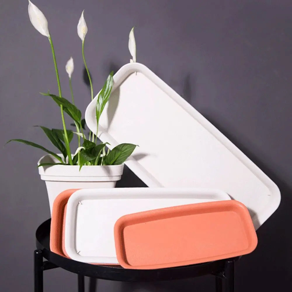 Heavy-Duty Rectangular Plant Saucer Drip Tray for Indoor & Outdoor Pots — BPA-Free, Brown/White/Black, 4 Size Options