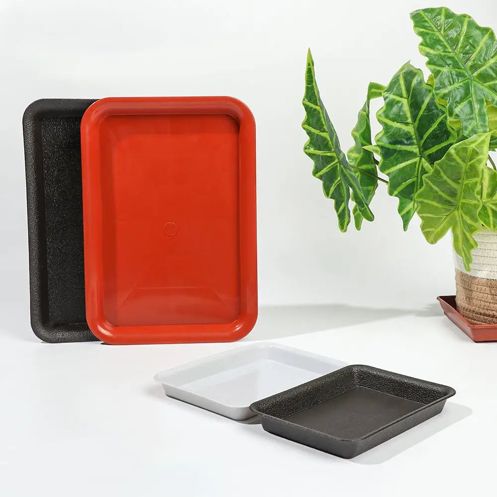 Rectangular Plastic Plant Saucer Drip Tray for Indoor & Outdoor Planters — BPA-Free, 6 Size Options from 18×13.5cm to 35×25cm