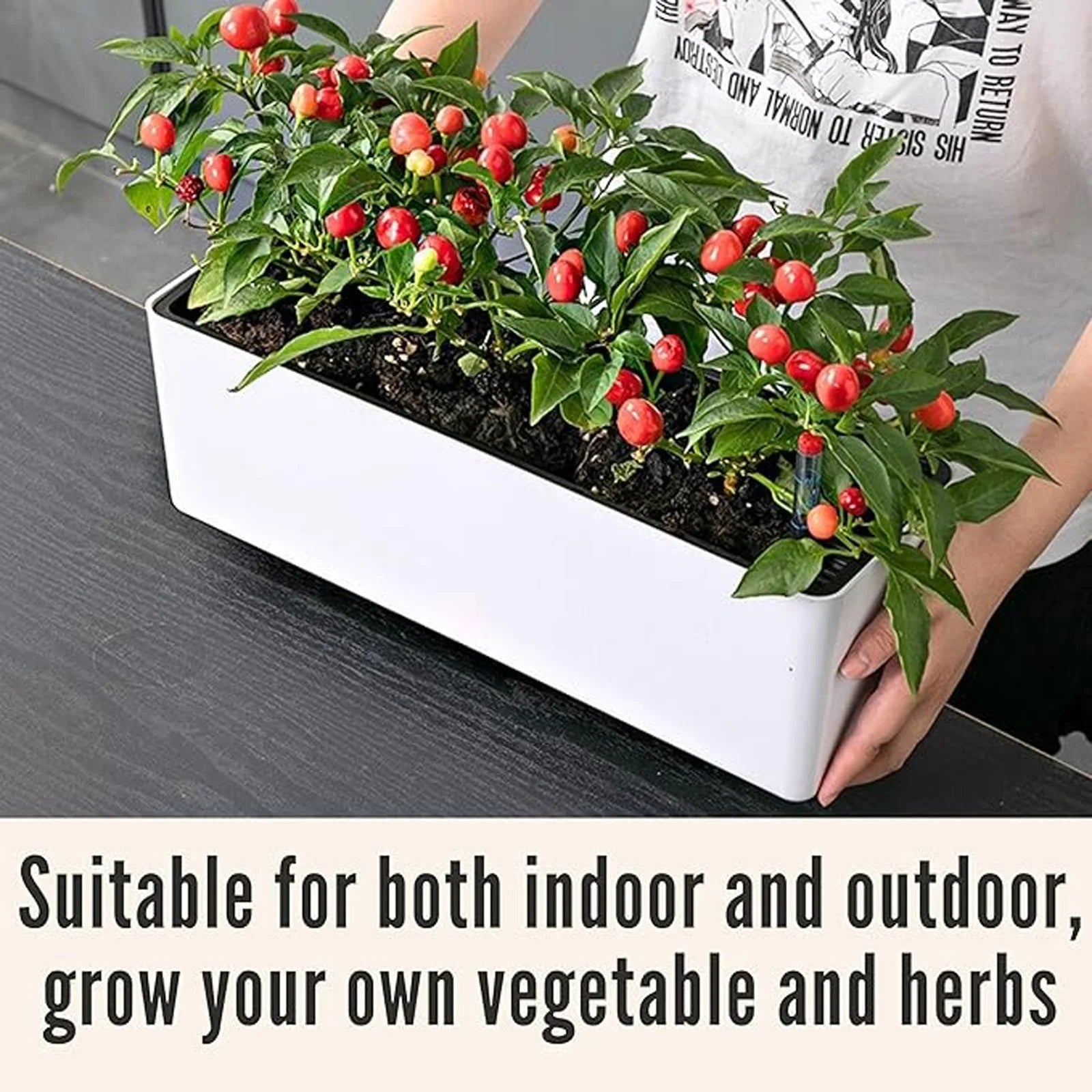 Long Balcony Window Box Planter for Herbs, Vegetables & Small-Space Gardens — Drainage Planting Box