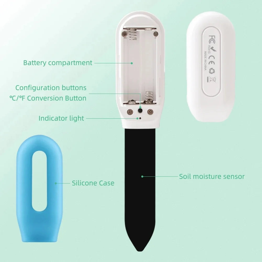 Smart Soil Moisture, Temperature & Humidity Sensor for Indoor Plants & Gardens — Bluetooth & Zigbee, Tuya & Home Assistant Compatible