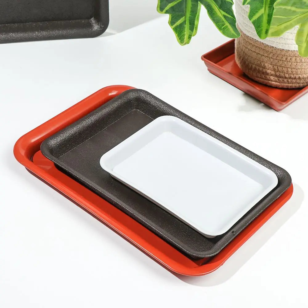 Rectangular Plastic Plant Saucer Drip Tray for Indoor & Outdoor Planters — BPA-Free, 6 Size Options from 18×13.5cm to 35×25cm