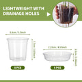 5-Pack Transparent Plastic Plant Pots with Saucers & Drainage Holes for Orchids, Succulents & Indoor Plants — 3.5in, 4in, 5in