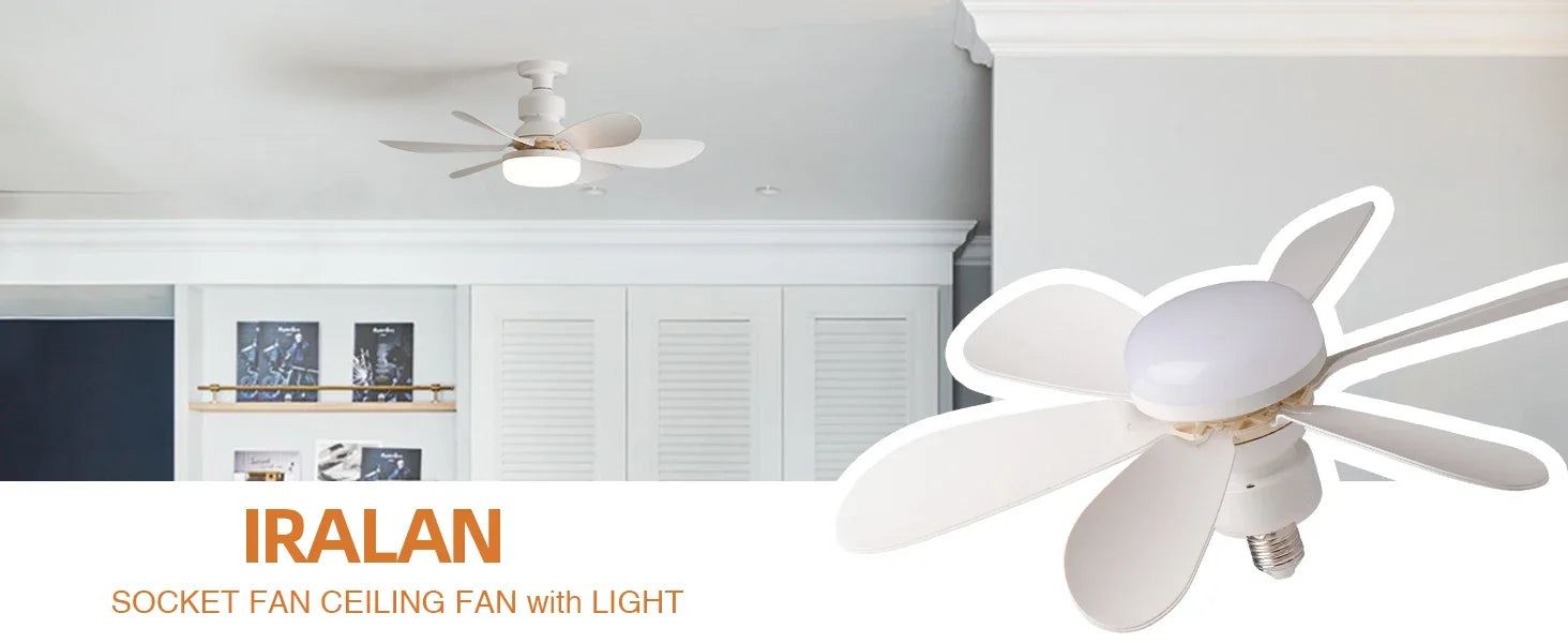 52cm E27 LED Ceiling Fan Light for Indoor Grow Spaces — Remote Dimming, 40W, 6-Blade Airflow, White & Multicolor Options