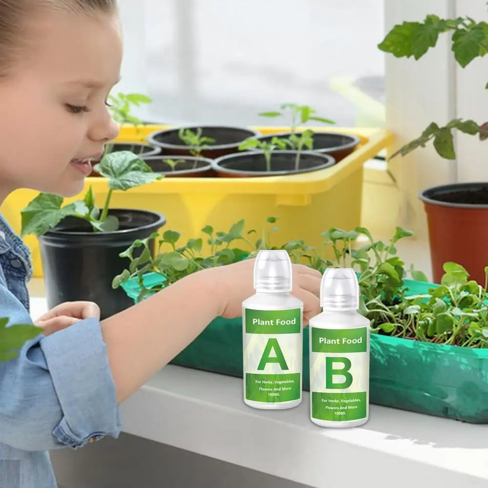 Hydroponic A/B Plant Nutrient Solution Set for Indoor Gardens, Vegetables, Flowers & Hydroponic Growing