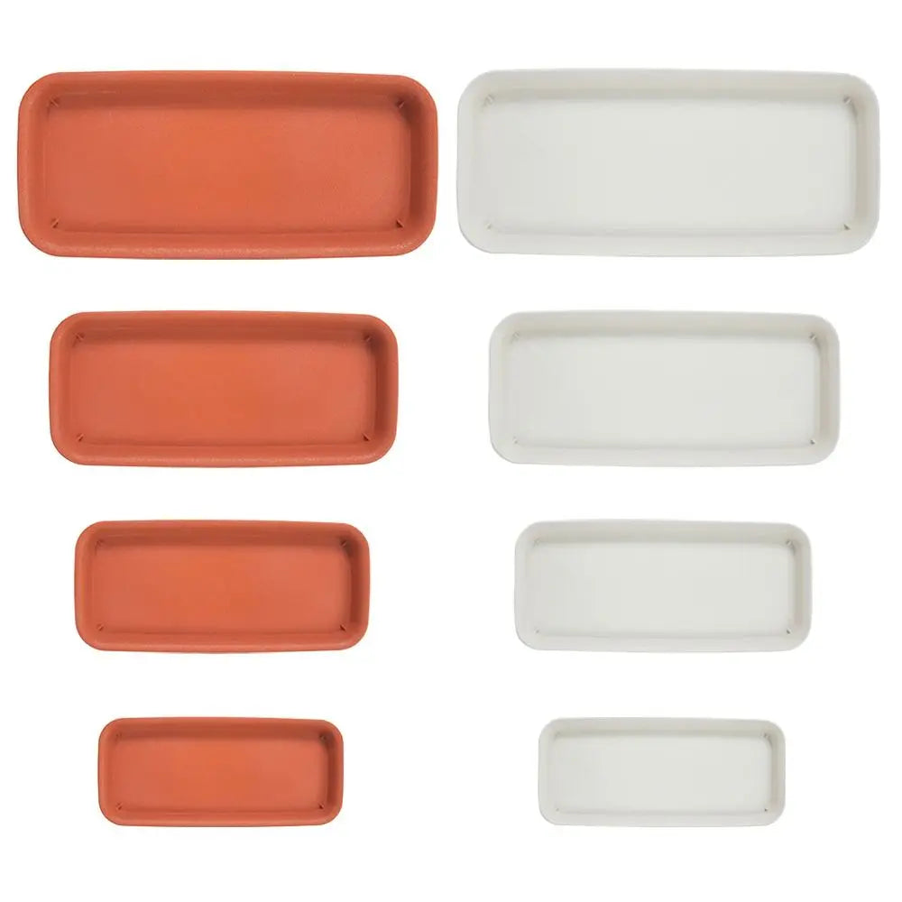 Heavy-Duty Rectangular Plant Saucer Drip Tray for Indoor & Outdoor Pots — BPA-Free, Brown/White/Black, 4 Size Options