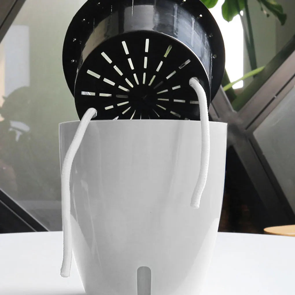 White Indoor Plant Pot with Drainage System for Herbs, Houseplants & Small Plants — 11×11cm, 13×13cm, 18×19cm