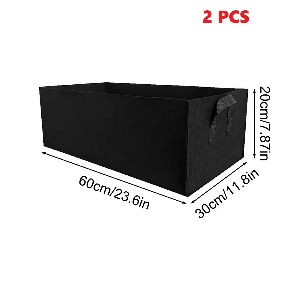 Square Non-Woven Felt Grow Bag Planter for Vegetables, Flowers & Container Gardening — 50×30×20cm, 60×30×20cm, 100×60×20cm