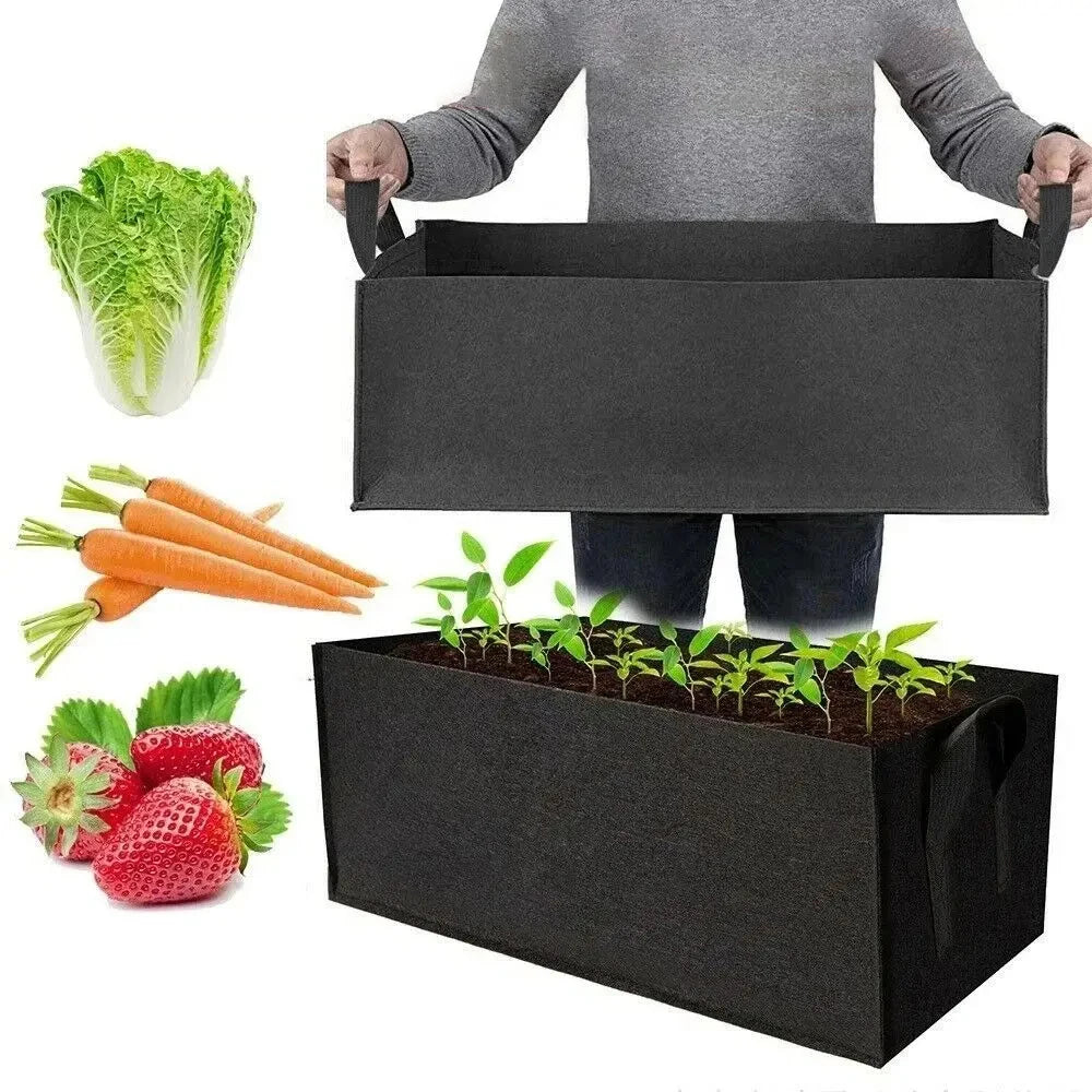 Square Non-Woven Felt Grow Bag Planter for Vegetables, Flowers & Container Gardening — 50×30×20cm, 60×30×20cm, 100×60×20cm