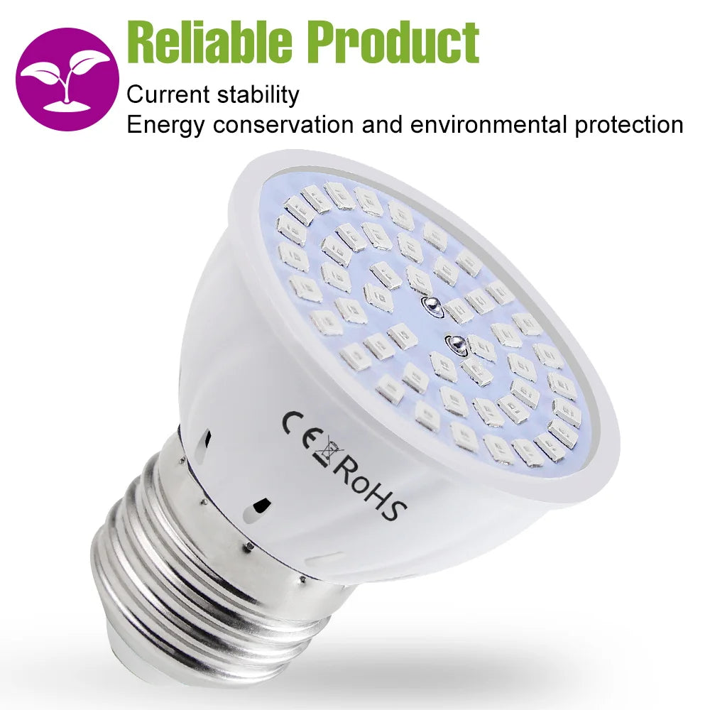 Full-Spectrum LED Plant Grow Light Bulb for Indoor Flowers, Herbs & Seedlings — E27, E14, GU10, B22, MR16 — 5W, 7W & 9W Options