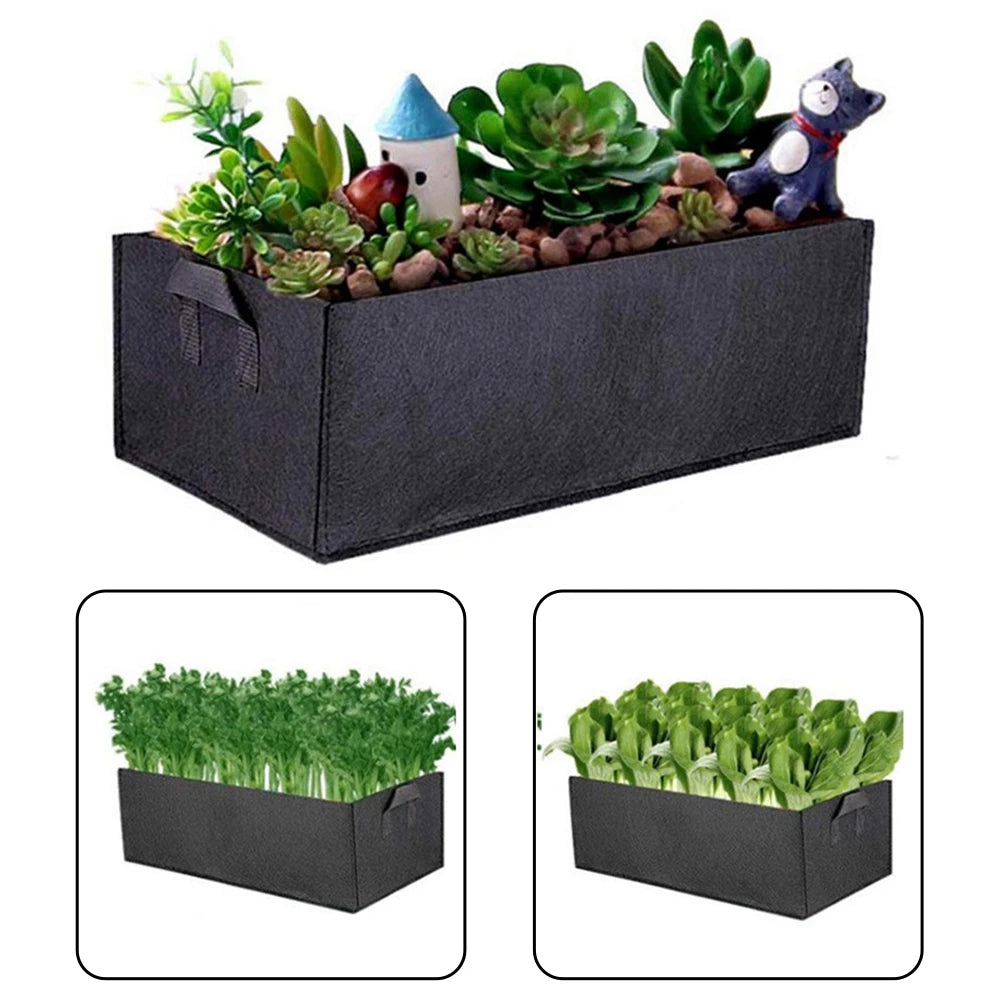 Square Non-Woven Felt Grow Bag Planter for Vegetables, Flowers & Container Gardening — 50×30×20cm, 60×30×20cm, 100×60×20cm