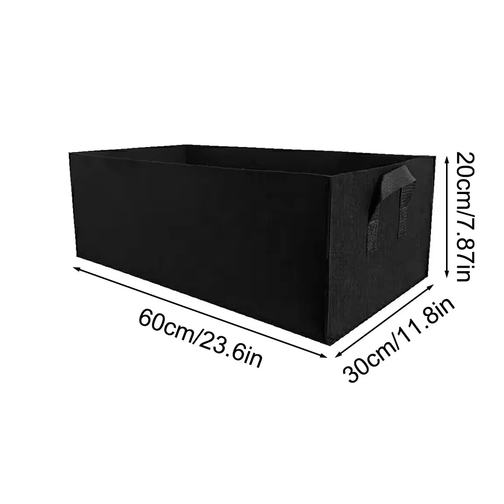 Square Non-Woven Felt Grow Bag Planter for Vegetables, Flowers & Container Gardening — 50×30×20cm, 60×30×20cm, 100×60×20cm