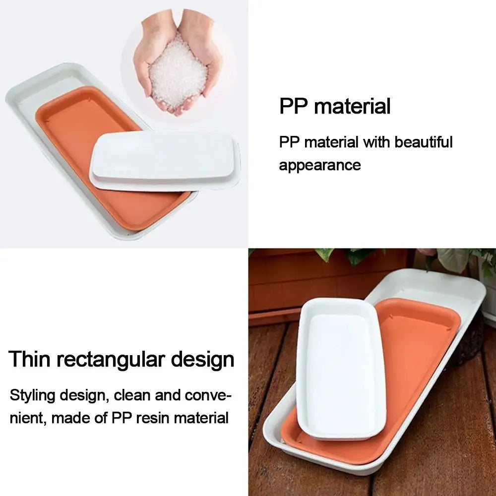 Heavy-Duty Rectangular Plant Saucer Drip Tray for Indoor & Outdoor Pots — BPA-Free, Brown/White/Black, 4 Size Options