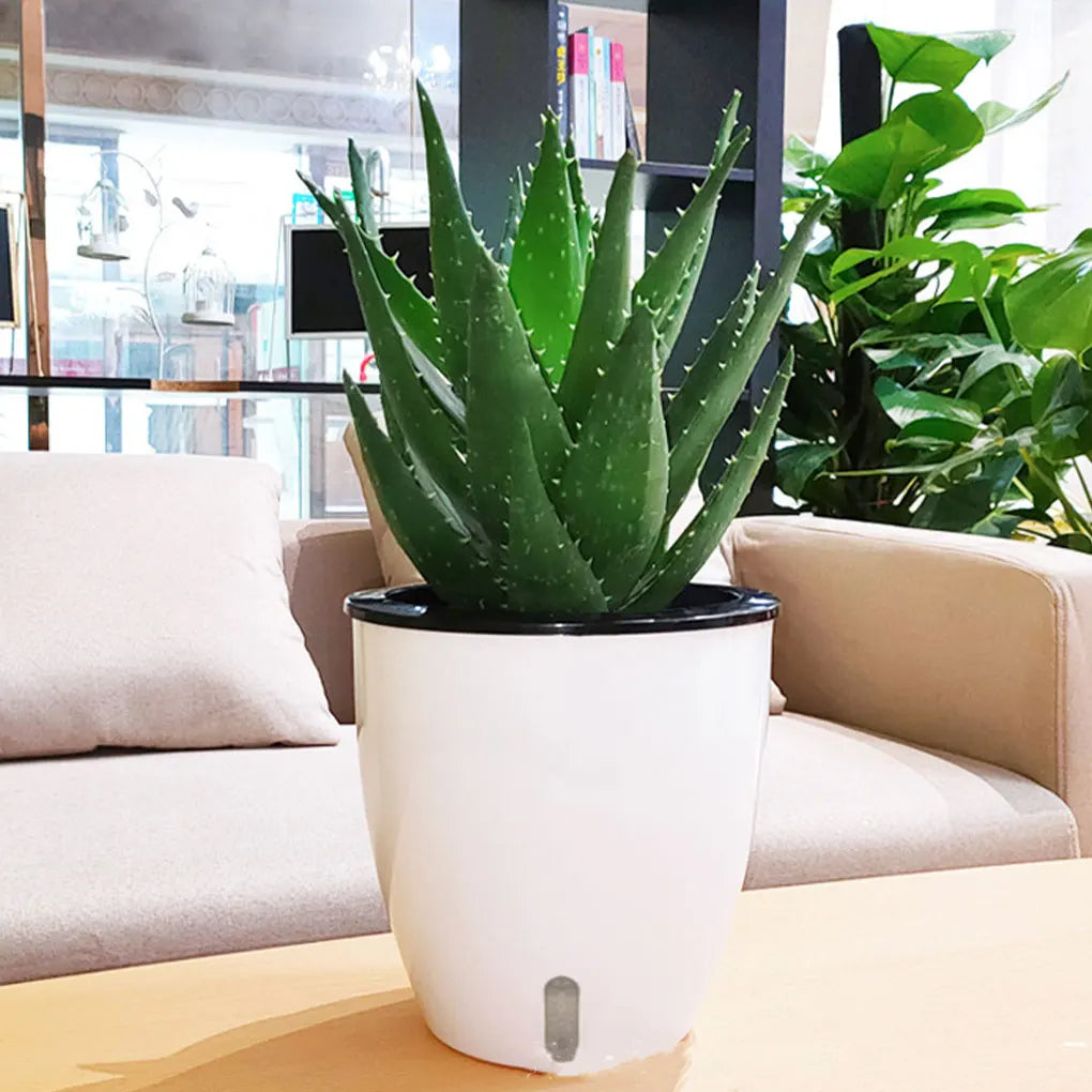 White Indoor Plant Pot with Drainage System for Herbs, Houseplants & Small Plants — 11×11cm, 13×13cm, 18×19cm