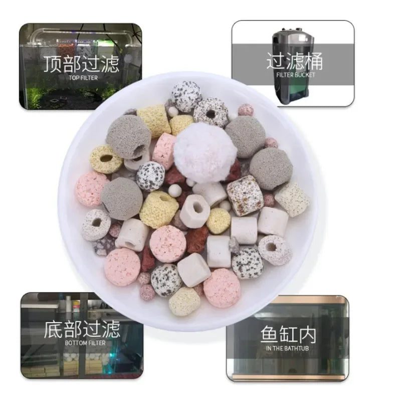 100g 250g 15 Types Aquarium Bio Balls Biochemical Ball Filter Media for Aquarium Filter Accessories for Fish Tank Effective