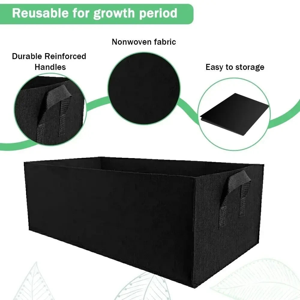 Square Non-Woven Felt Grow Bag Planter for Vegetables, Flowers & Container Gardening — 50×30×20cm, 60×30×20cm, 100×60×20cm