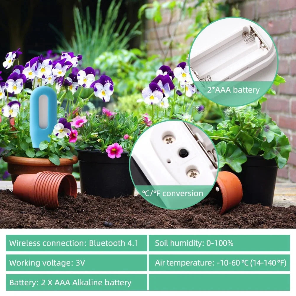 Smart Soil Moisture, Temperature & Humidity Sensor for Indoor Plants & Gardens — Bluetooth & Zigbee, Tuya & Home Assistant Compatible