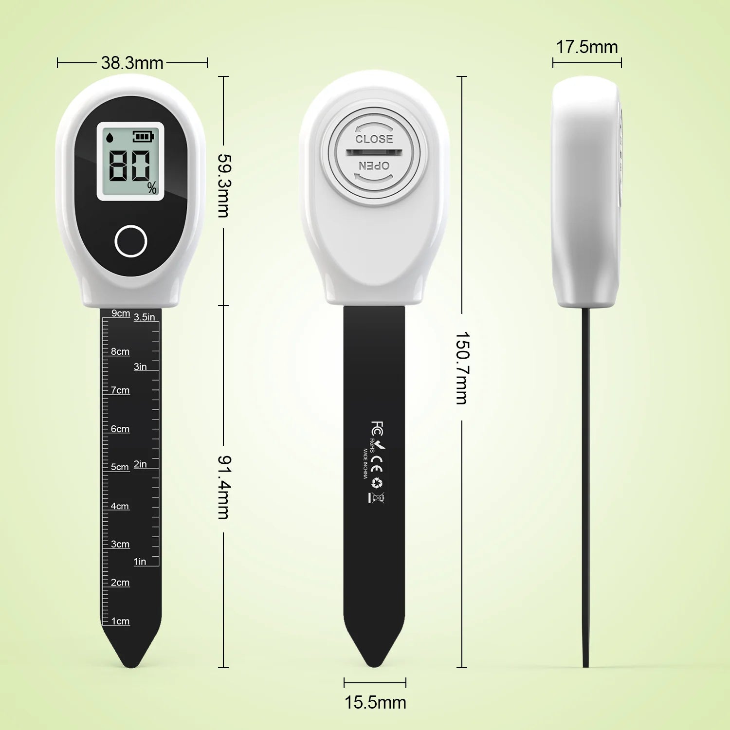 Digital Soil Moisture Meter with Backlit Display for Houseplants, Gardens, Lawns & Container Plants — High Accuracy 0–99%