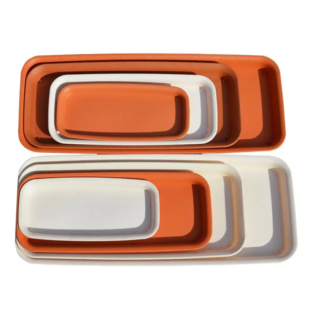 Heavy-Duty Rectangular Plant Saucer Drip Tray for Indoor & Outdoor Pots — BPA-Free, Brown/White/Black, 4 Size Options